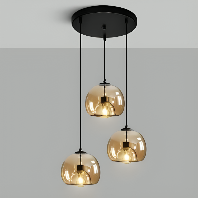 HDC 3-Light Amber/Grey Pendant Bedside Ceiling Light