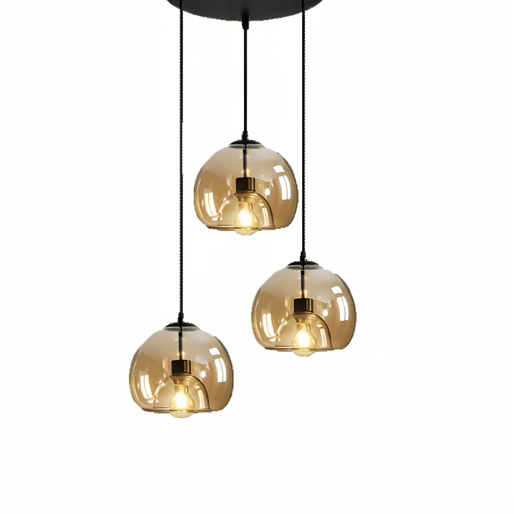 HDC 3-Light Amber/Grey Pendant Bedside Ceiling Light