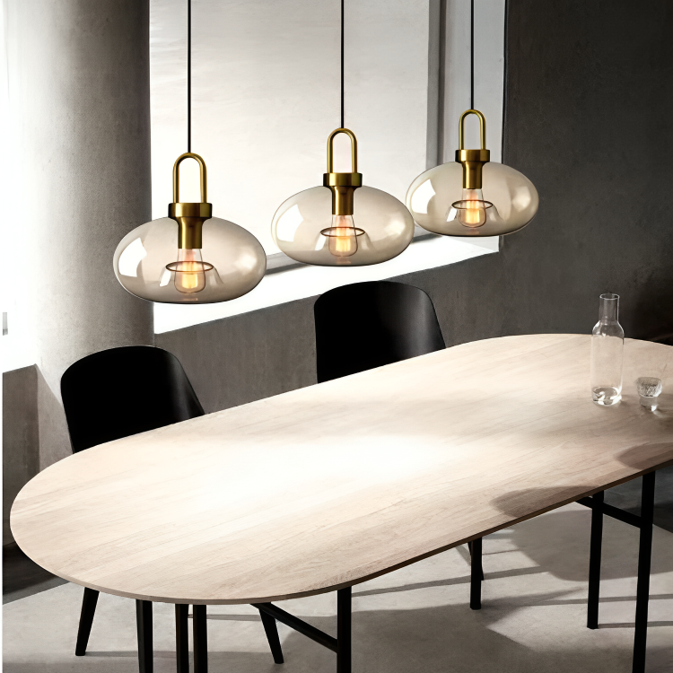 HDC Led 1-Light Amber Glass Iron Hanging Pendant Ceiling Lamp Light
