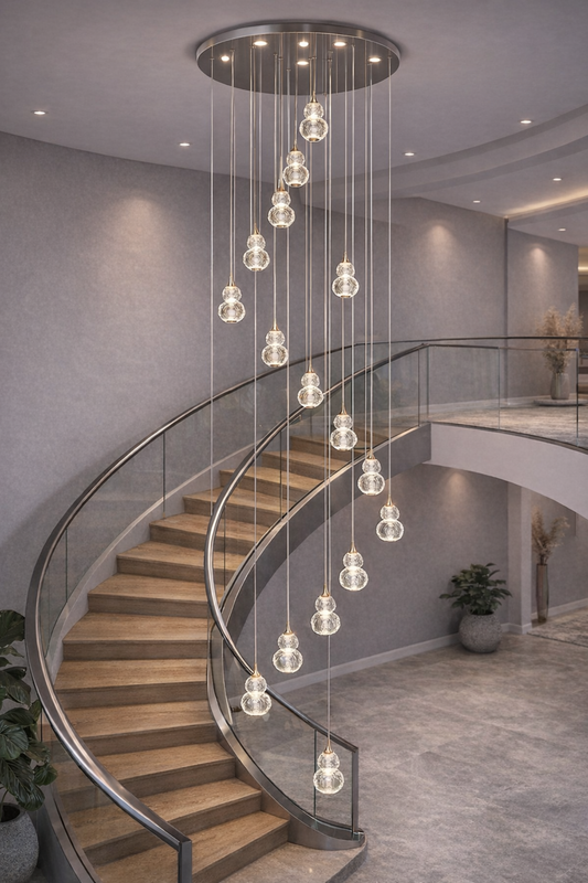 HDC 16 Lights Luxury Double Height Multi-Drop Glass Chandelier