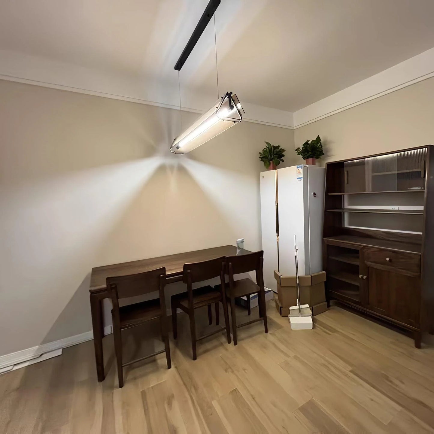 Hdc Modern Design New Minimalist LED Tempered Amber Glass Dining Table Kitchen Lighting Fixture Decor