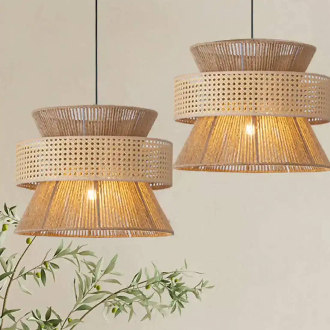 Hdc Rustic wabi-sabi Japanese pendant lights, Hemp rope light fixture
