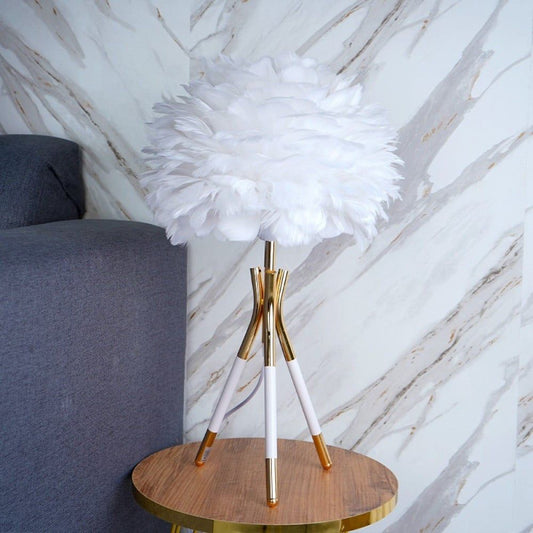 HDC Goose Feather LED Table Lamp Modern Bedside Study Lamp