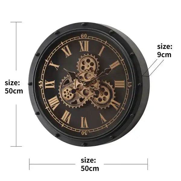 Hdc Gears of Time Luxury Designer Wall Clock With Moving Gear Mechanism (Steel Body)
