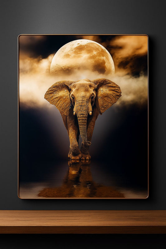 Hdc Modern Majestic Elephant Moonlight Canvas Crystal Painting Home Decor