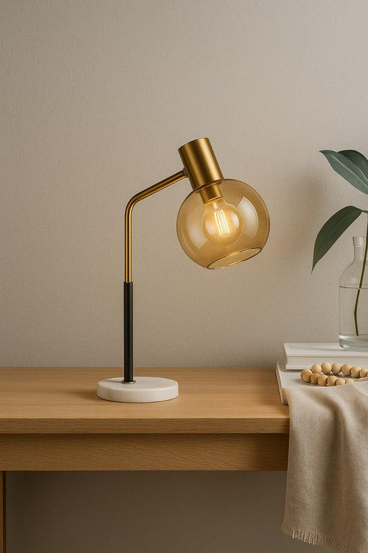 HDC Nordic Simple Modern Bedroom Bedside Creative, Glass Light Luxury Table Lamp
