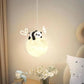 Hdc Adorable Panda Moon Creative Kids Bedroom Ceiling Lamp with Soft Warm Glow Pendant Light