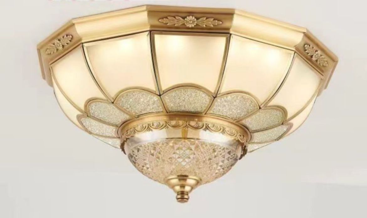 HDC Vintage Luxe Floral Glass Ceiling Light For Living Room