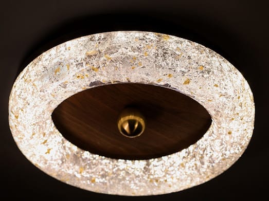 HDC Frost Halo Walnut Crystal Ring LED Ceiling Light
