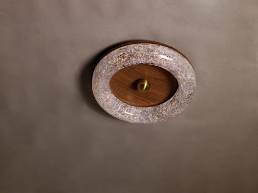 HDC Frost Halo Walnut Crystal Ring LED Ceiling Light