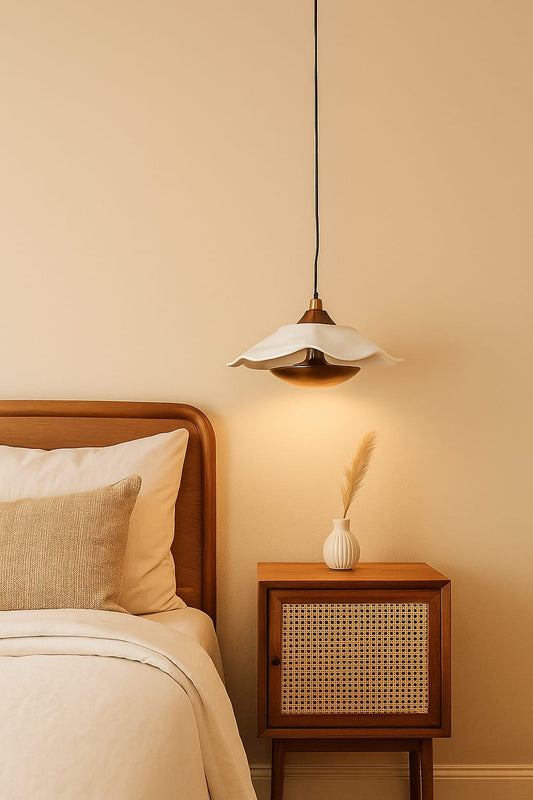 HDC Bloom Wave CeramicGolden & White Designer Ripple Shade Pendant Light