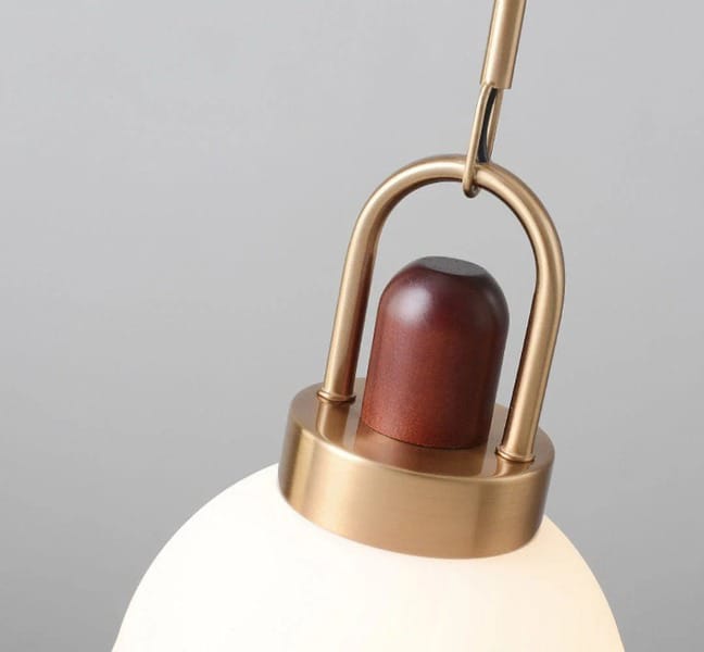 HDC Modern Premium White Dome Shade with Golden Metal Accent Elegant DecorativeGlass Pendant Light for Bedroom, Living Room