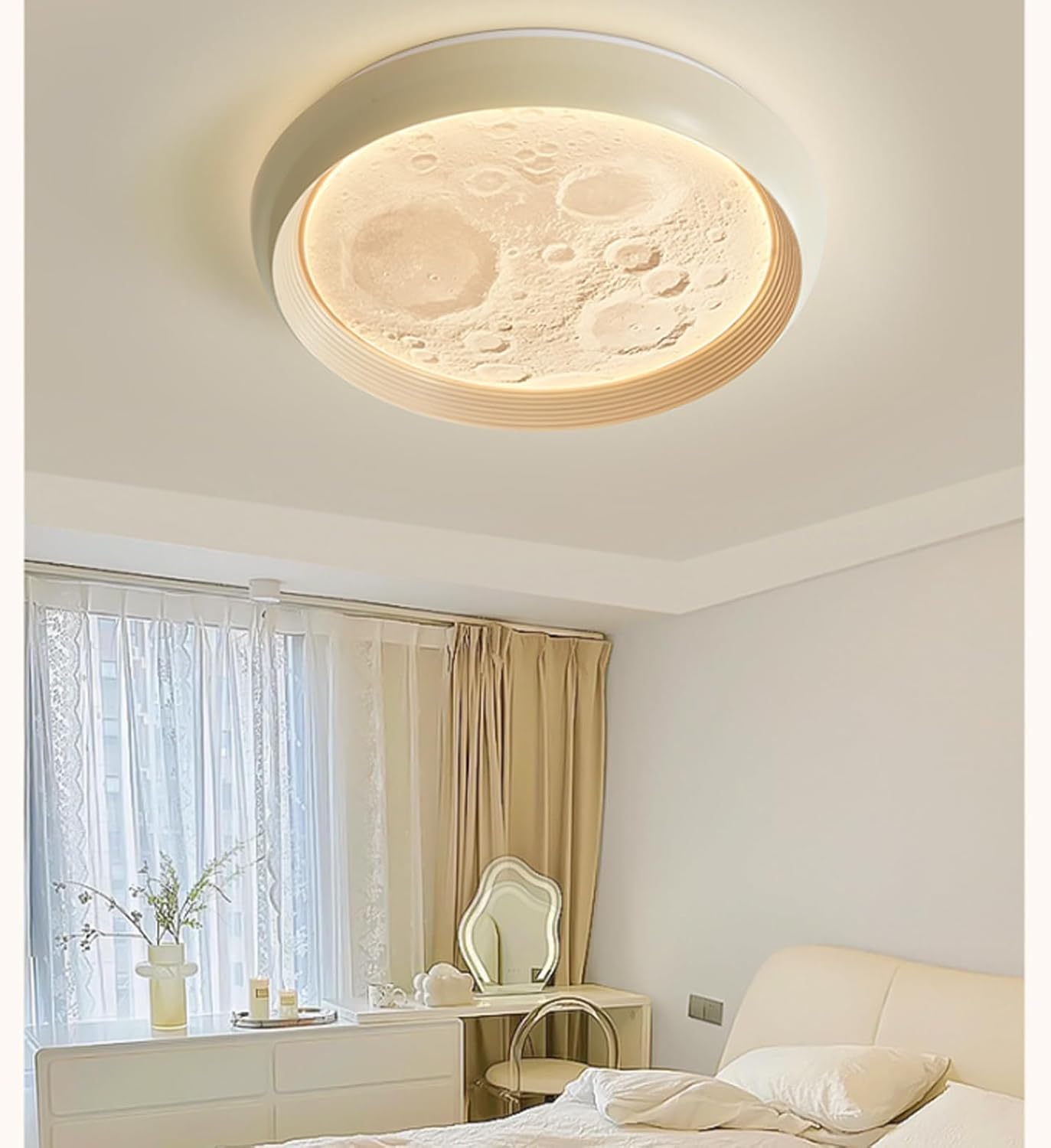 HDC Lunar Glow Moon Surface LED Ceiling Light For Bedroom & Living Room Fixture