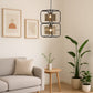 HDC Modern Black Metal Quad-Frame Dual Glass LED Pendant Hanging Lamp