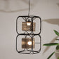 HDC Modern Black Metal Quad-Frame Dual Glass LED Pendant Hanging Lamp
