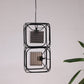 HDC Modern Black Metal Quad-Frame Dual Glass LED Pendant Hanging Lamp