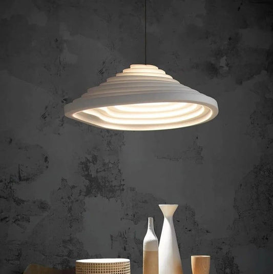 HDC 600mm Modern Layered RippleWave Sculpted Resin Pendant Light