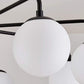 HDC Modern 6-Head Black Metal Frame Frosted Globe Chandelier