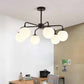 HDC Modern 6-Head Black Metal Frame Frosted Globe Chandelier