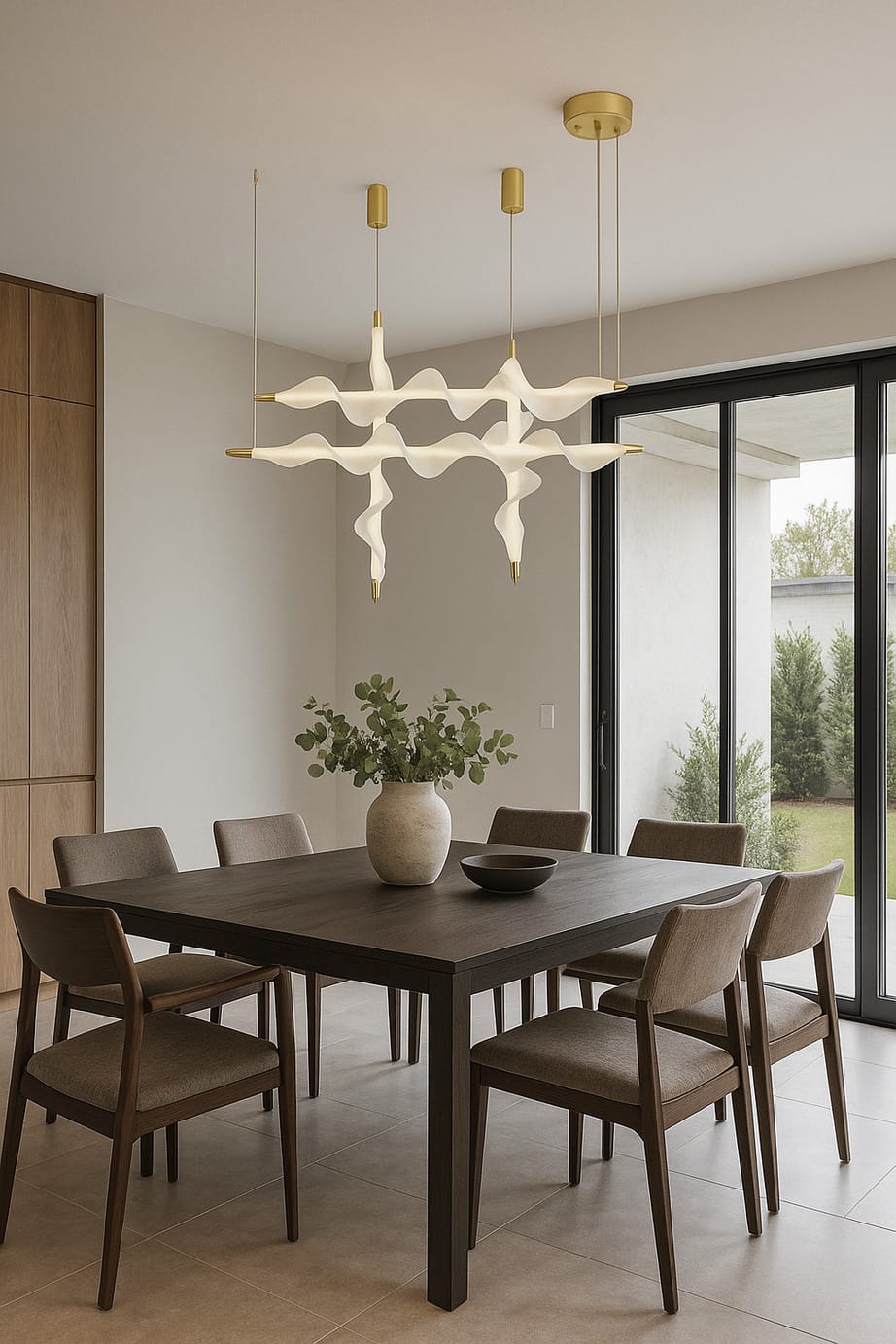 HDC Sculpted Origami Branch Luxury White Acrylic LED Hanging Light Chandelier for Living & Dining Spaces