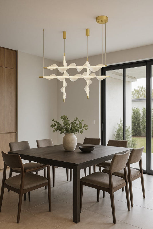 HDC Sculpted Origami Branch Luxury White Acrylic LED Hanging Light Chandelier for Living & Dining Spaces