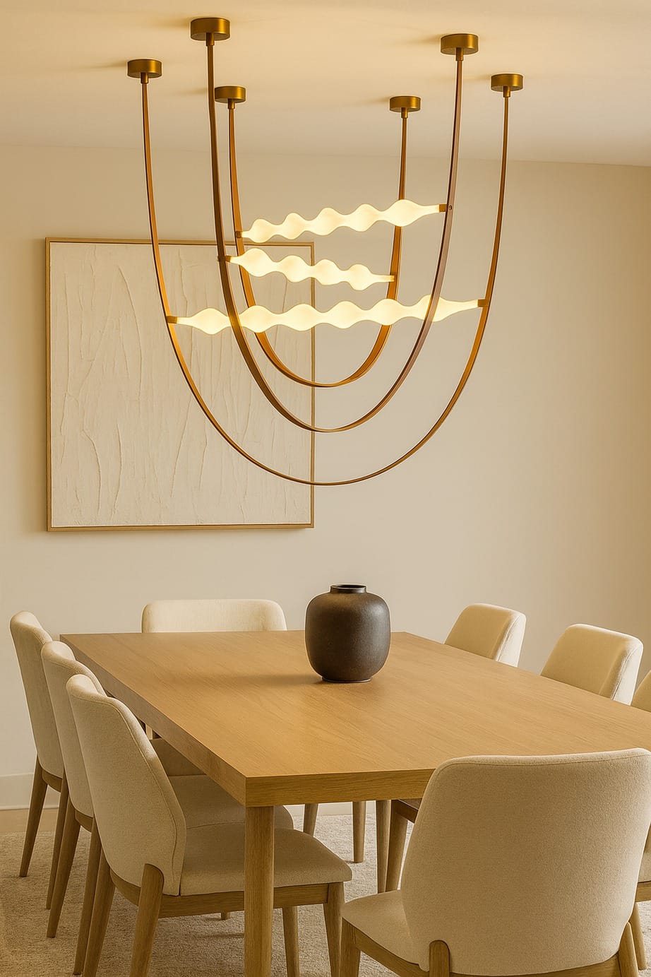 HDC 3 Layered Aurora Wave Arc Chandelier For Living Room, Dining Spaces