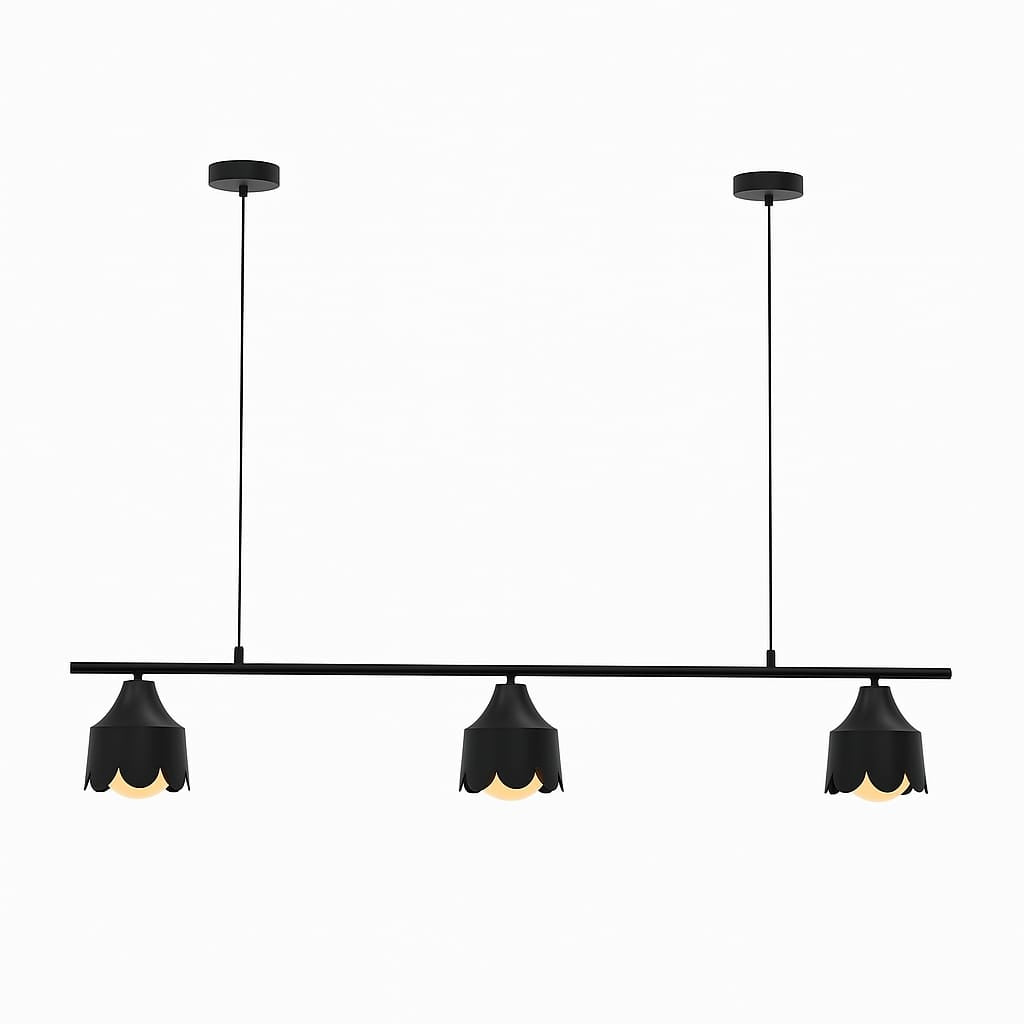 HDC Modern Petal-Shade 3-Head Linear Chandelier Light For Living Room, Dining Spaces