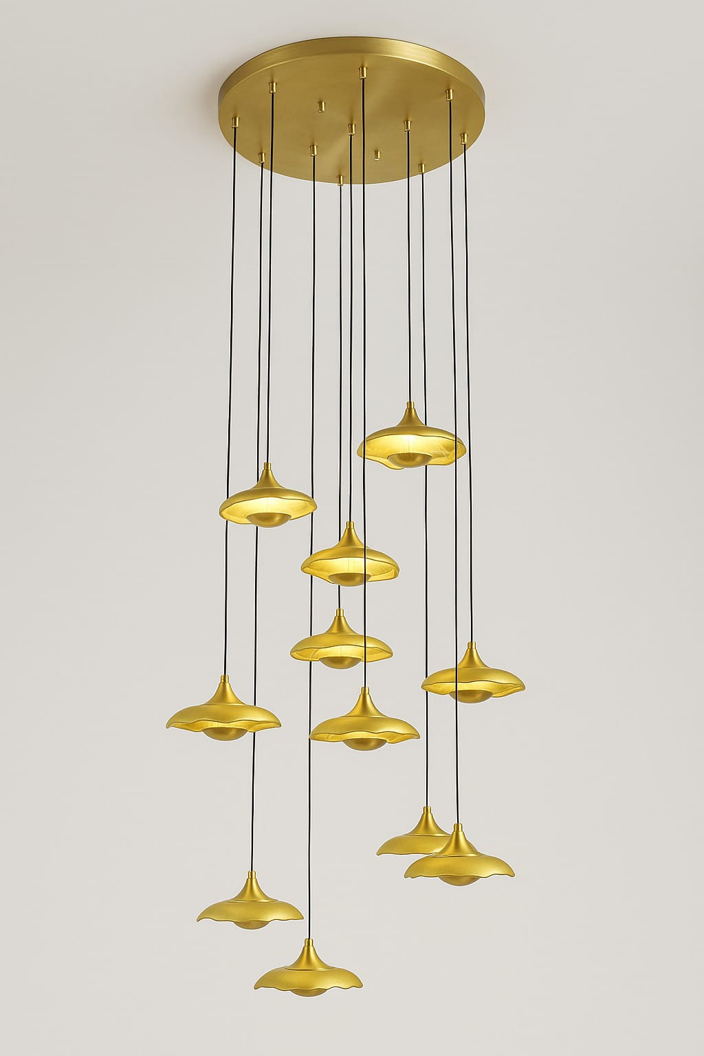 HDC Aurora PetalGlow 12-Head Luxury Golden Double Height Staircase Chandelier