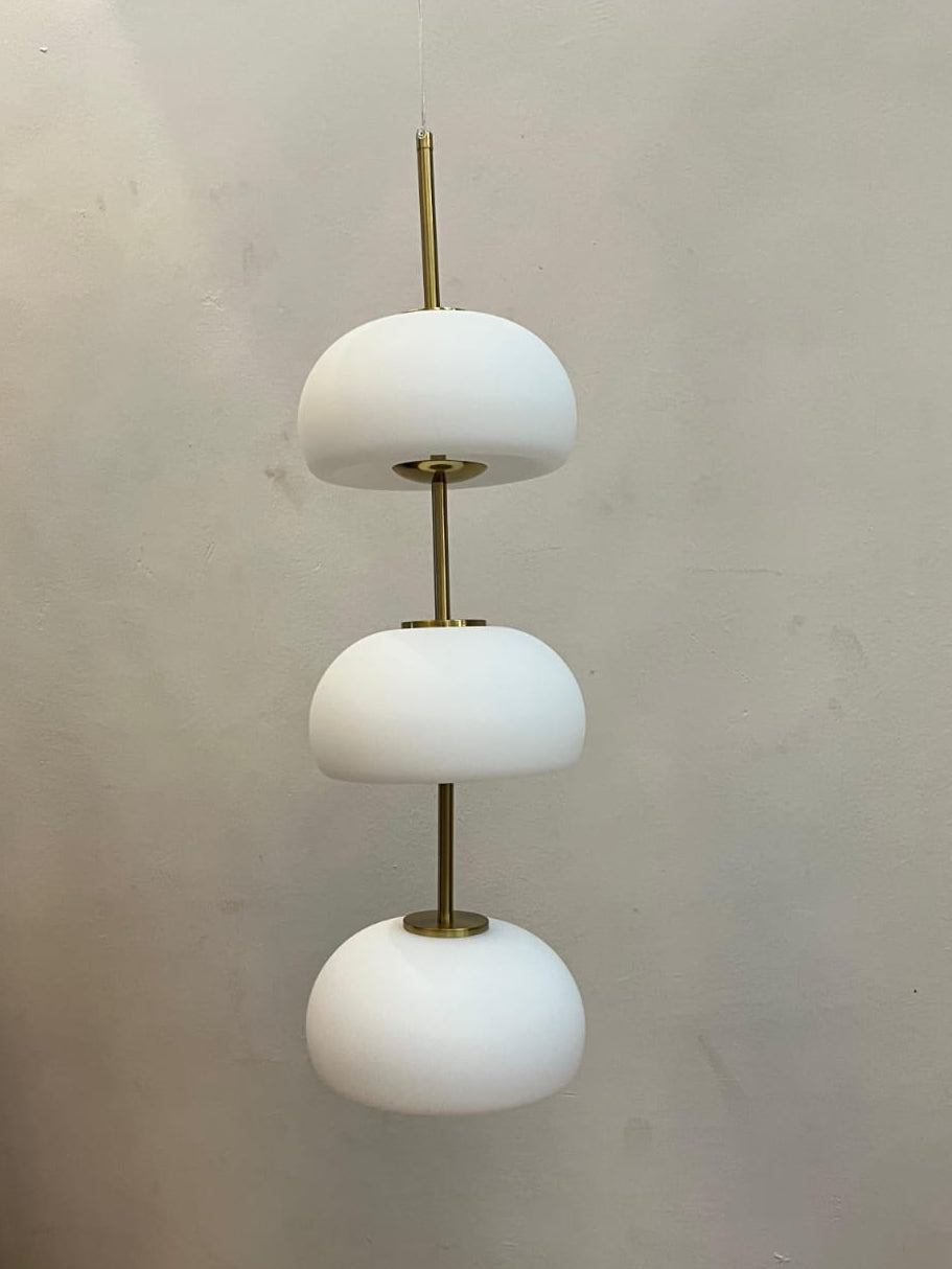 HDC Halo Glow White & Gold Luxe Twin Dome Pendant Glass Hanging Light
