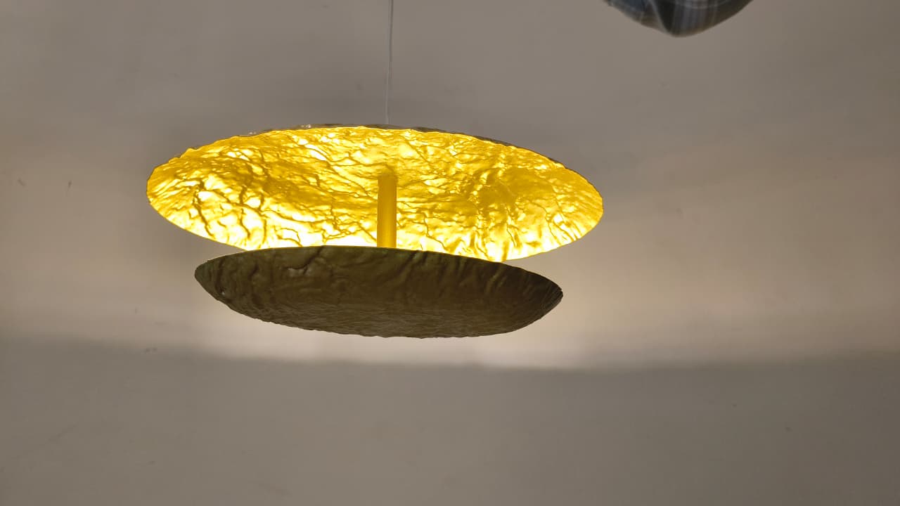 HDC Textured Metal Dual-Dome Golden Pendant Hanging Lamp