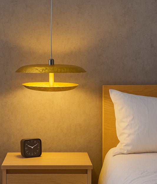 HDC Textured Metal Dual-Dome Golden Pendant Hanging Lamp