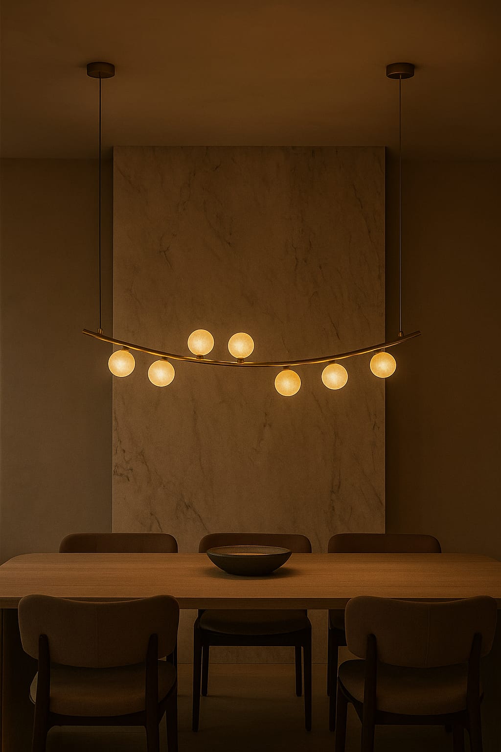 HDC Arc Glow 7-Ball with G9 Glass Shades Modern Linear Chandelier For Living Room