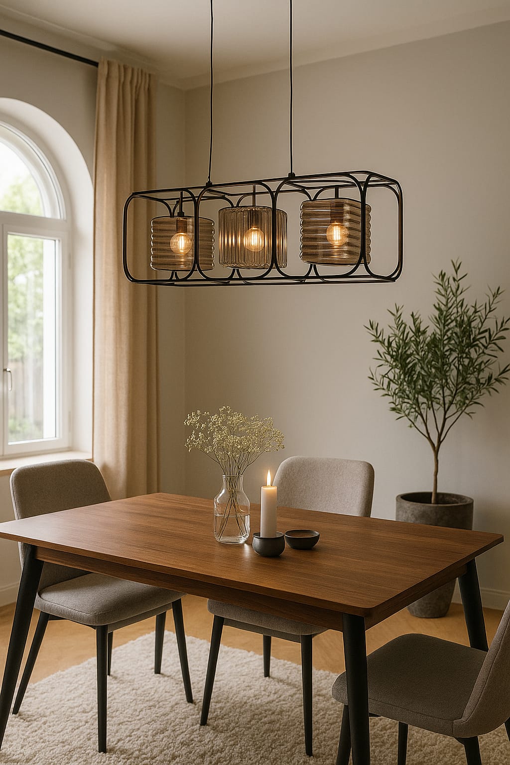 HDC Avant-Frame Triple Glow Modern Linear Chandelier For Living Room