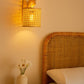 HDC Handcrafted Wooden Cane Woven LED Sconce with Curved Wooden Wall Lamp forBedroom, Living Room & Café Décor Light