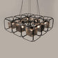 HDC 6-Light Metal & Textured Glass Luxe Cage-Frame Cluster Chandelier For Living Room