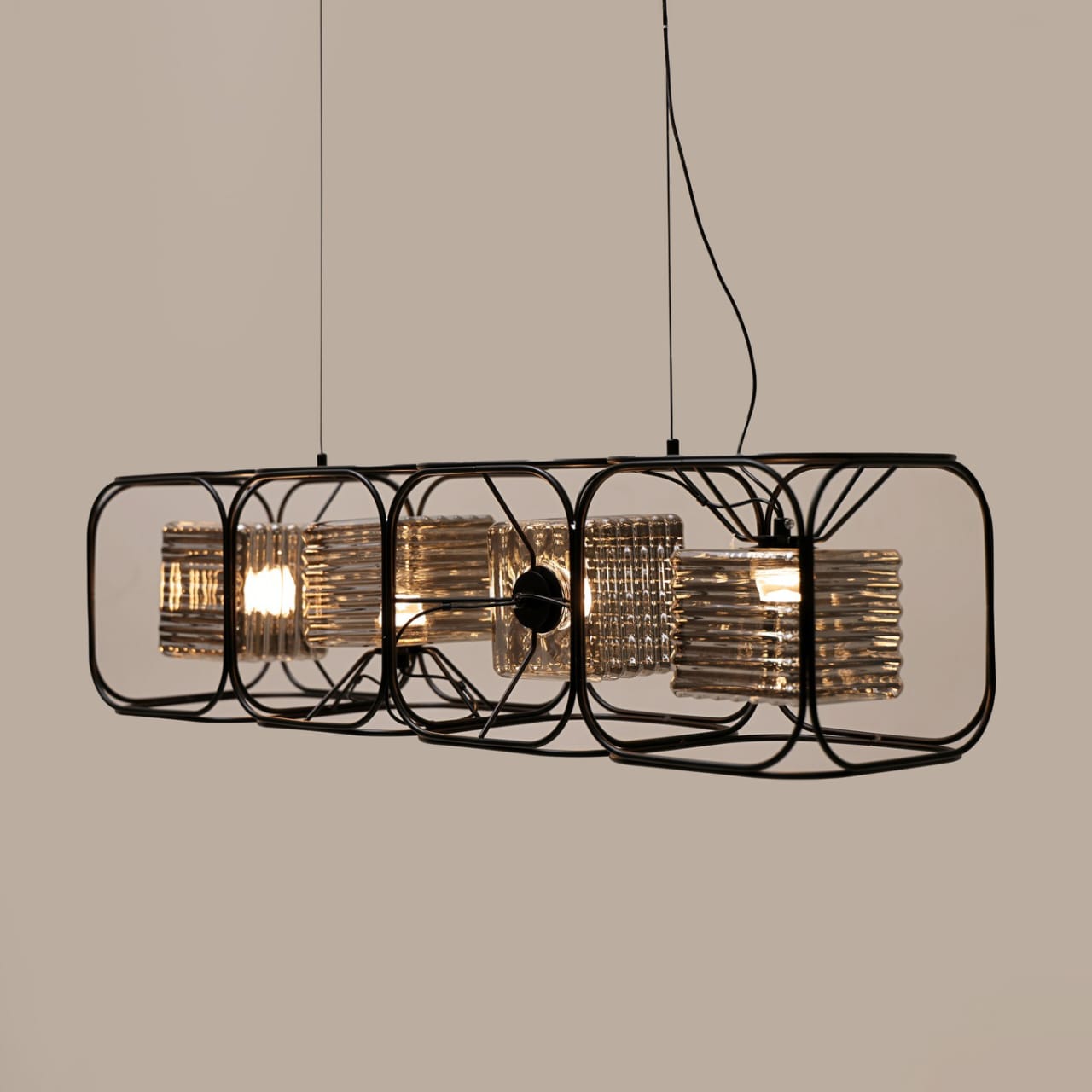 HDC 4-Module Design Luxe Gridline Linear LED Chandelier For Dining, Living Room