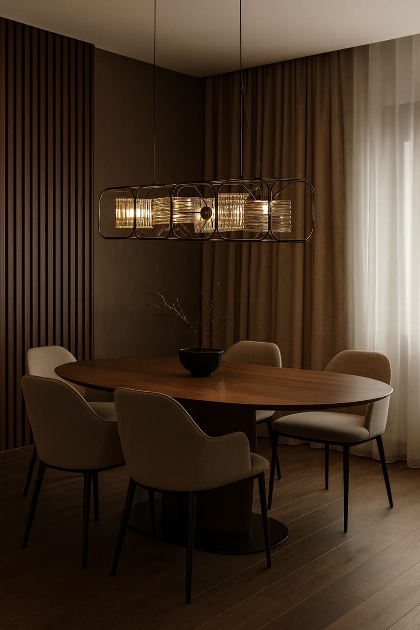 HDC 4-Module Design Luxe Gridline Linear LED Chandelier For Dining, Living Room