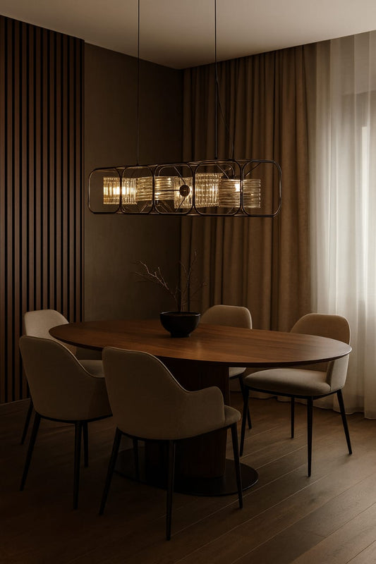 HDC 4-Module Design Luxe Gridline Linear LED Chandelier For Dining, Living Room