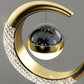 HDC Crystal Crescent Moon Star-Glow Effect Hanging LED Pendant For Modern Bedroom & Living Room Decorative Light