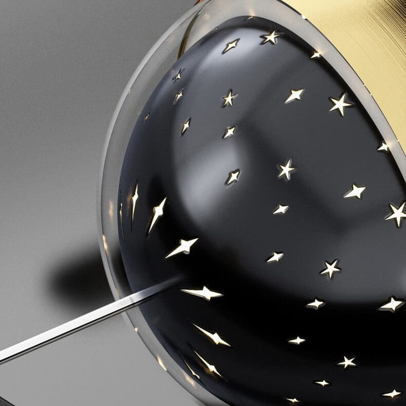 HDC Crystal Crescent Moon Star-Glow Effect Hanging LED Pendant For Modern Bedroom & Living Room Decorative Light