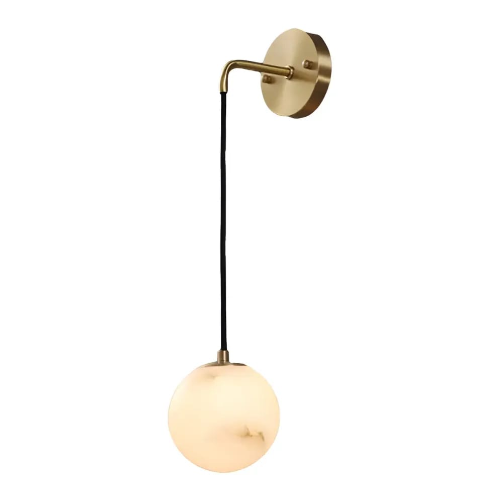 Hdc Luxury Marble Finish Globe Wall Light with Brass Finish For Living Room, Bedroom