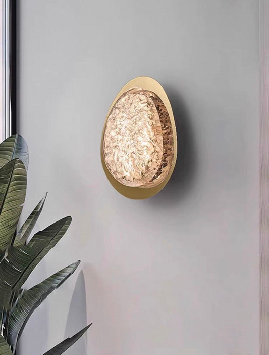 HDC Modern Oval Textured Glass Wall Sconce for Bedroom, Living Room & Hallway