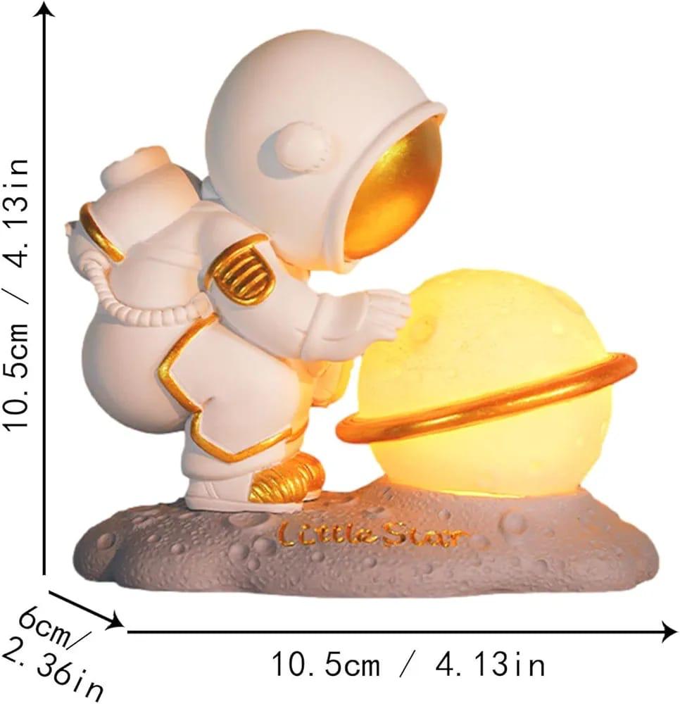 HDC Astronaut Planet Table Lamp | Decorative Space Theme Night Light with Warm Glow for Bedroom, Kids Room & Home Décor