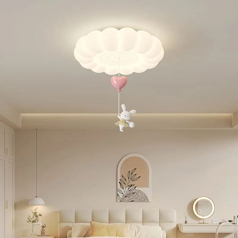 HDC Kids Cloud Ceiling Chandelier Light with Hanging Bunny for Kids Room
