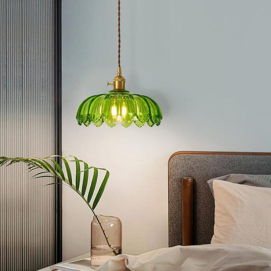 HDC Luxury Green Glass Scallop Pendant Light for Cafe, Dining Area