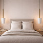 HDC Modern Gold Beaded Pendant Light with White Fluted Shade for Dining, Kitchen & Living Spaces