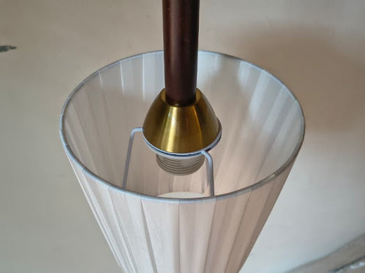 HDC Premium Ribbed Glass Pendant Light with Wooden Accent for Bedroom & Living Spaces