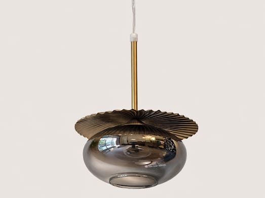 HDC Premium Black Smokey & Golden Pendant Light for Bedroom, Living Room