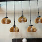 HDC 5 Lights Premium Wooden Dome Pendant Light for Dining & Living Spaces
