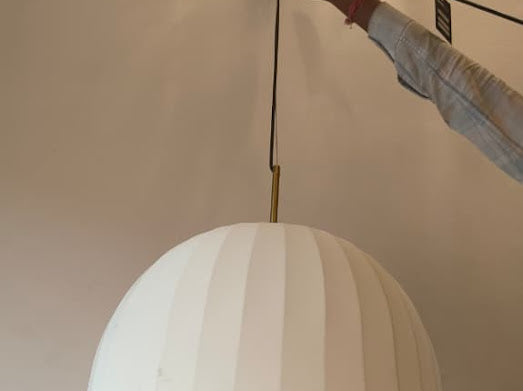 HDC Premium Cream/Golden Fabric Dome Pendant Light for Bedroom